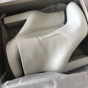 White Faux Leather Ankle Boots - Size 10